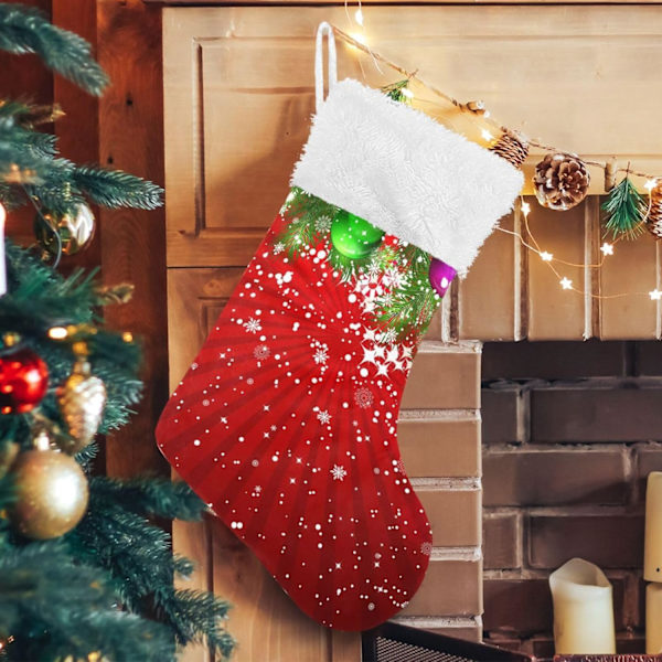 Julklapp, Personliga Julklappsstrumpor 2-pack Julgranspynt Snöflingor 45,7 cm Julstrumpor Hängande Ornament Eldstad