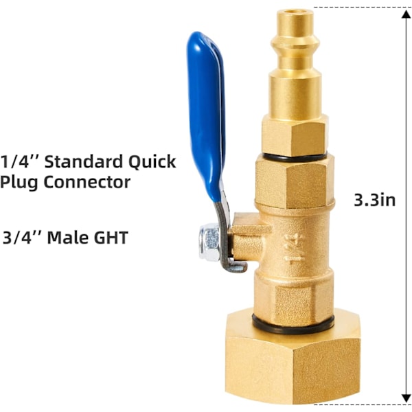 Messing RV Vinteriser Blåseadapter, 1/4 Tommers Hane Hurtigkobling