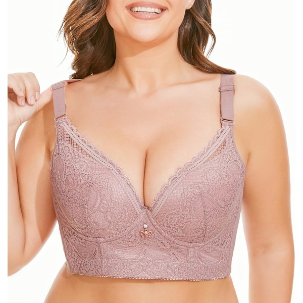 Kvinnors långlinje djup kupa bh plus size spets underwire minimizer bh full