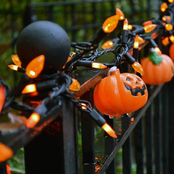 Halloween-lys, 33ft 150 stk. sort ledning glødepærer julelys, 120 V høj spænding UL-certificeret klar lyskæde, der kan forbindes,
