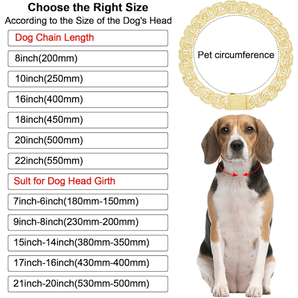 Glitter Diamant Hundehalsbånd Guld Gåtur Metal Hunde Kæde Halsbånd med Design Sikker Spænde Kæledyr Smykker Tilbehør til Små Mellemstore Store Hunde Katte