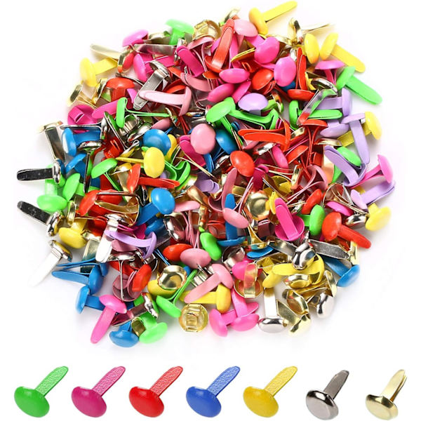 Split Pins Pastell Metall Brad Fästelement (200 stk) - Multicolor Round Brads