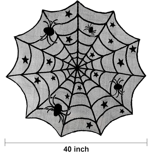 3 stk. Halloween-blonde Spierweb-dug til bord, kaminhylde, bordløber, rund Spier-web-borddækken til Halloween-hjemmefest ecor Sty Sty