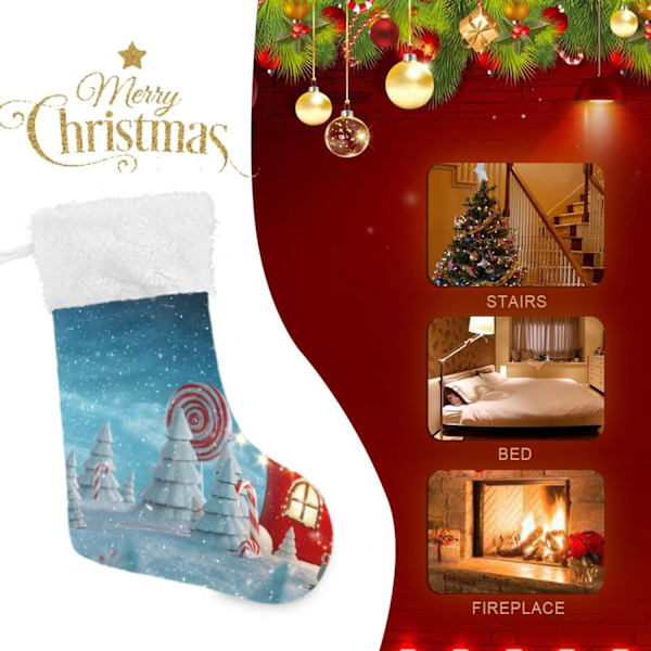 Julklapp, Personliga Julklappsstrumpor 2-pack Sagohus Jul Magisk Skog 45,7 cm Julstrumpor Hängande Ornament Kami