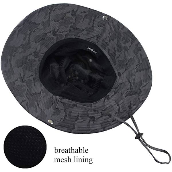 Andningsbar bredbrättad hatt utomhus UPF 50+ solskydd mesh safari keps för