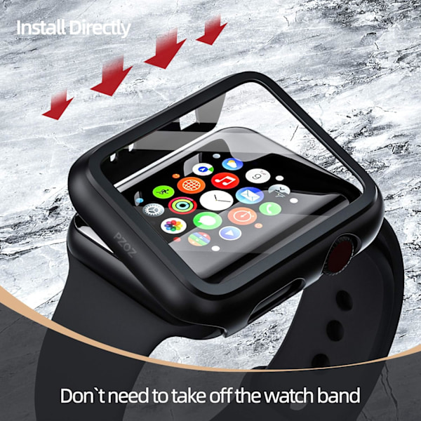 Kompatibel med Apple Watch Series 3 / Series 2 Etui med Skærmbeskytter 38mm Tilbehør Slank Beskyttelse Tynd Bumper Fuld Dækning Mat Hårdt Cover Defen