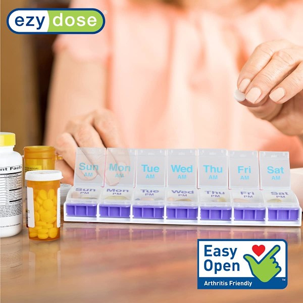 Dosera veckovis (7-dagars) Tryckknapp Pill Organizer och Planner