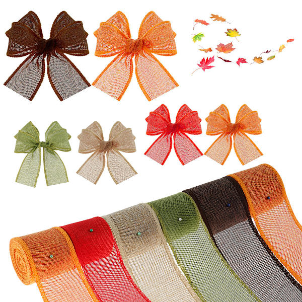 2 ruller Burlap Wired Ribbon, Håndlavet linne Ribbon Roll Wired Edge