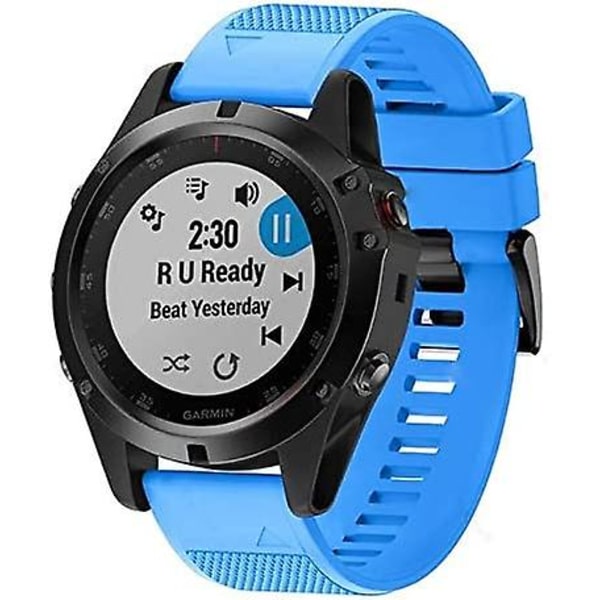 Silikonarmband för klocka Fenix 5x 26 mm bredd Kompatibel med Fenix 5x/fenix 5x Plus/fenix 6x Pro Azure