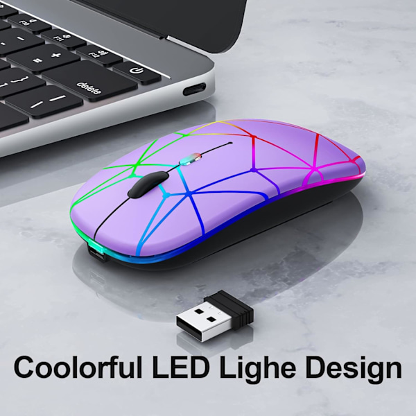 Trådlös mus. Bluetooth trådlös mus för bärbar dator - Led-laddningsbar