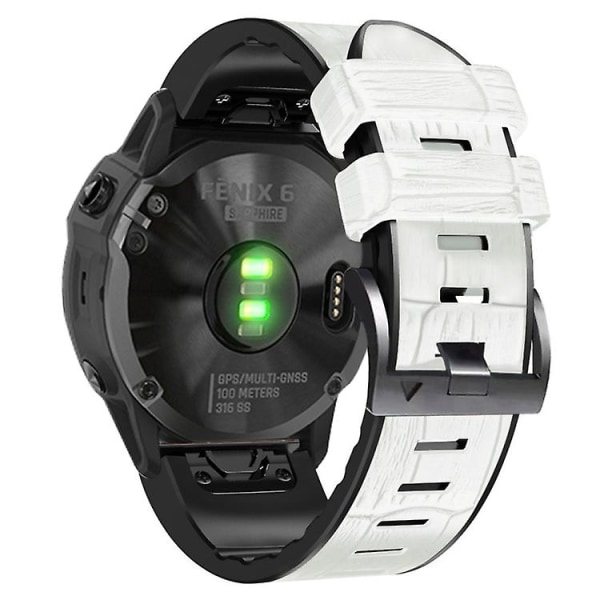 För Garmin Fenix 7 / 6 / 5 Krokodil Textur Silikon Läder Klockarmband EHX White