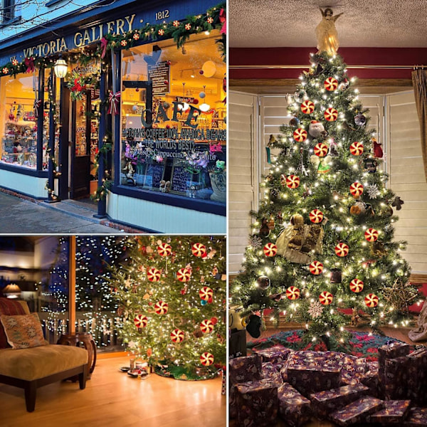 Candy String Lights, 8.5Ft Fun String Lights med 10 runde slikkepindlys, røde søde sukkerlys til indendørs udendørs hjem soveværelse terrasse Halloween