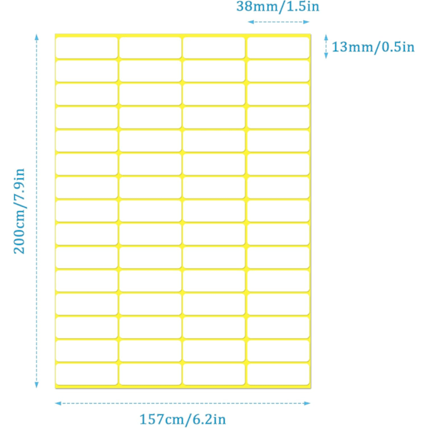 38 x 13 mm, 840 stk matte hvite etiketter klistremerker små klistremerker