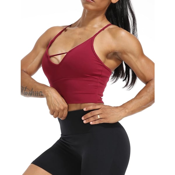 Kvinners langline sports-BH sømløs yoga crop topp medium-low support trenings-BH