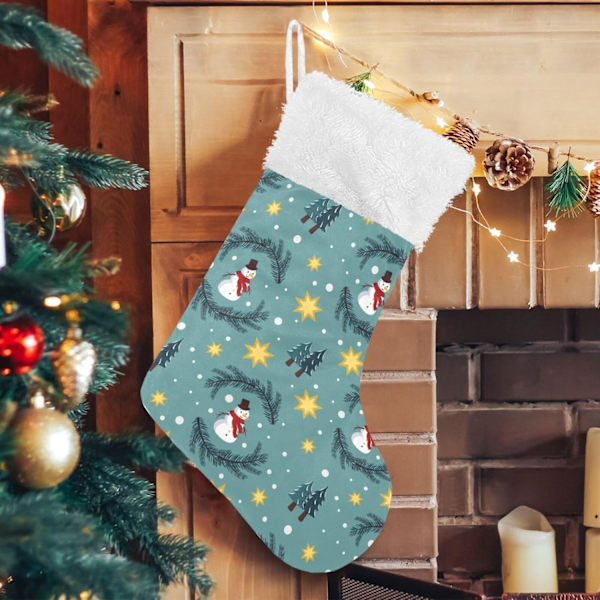 Julklapp, Personliga Julklappsstrumpor 2-pack Snöflinga Snögubbe Blå 18 tum Julstrumpor Hängande Ornament Eldstad för Träd
