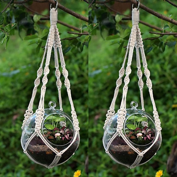 2-pack Macrame växt hängare inomhus utomhus hängande plantering