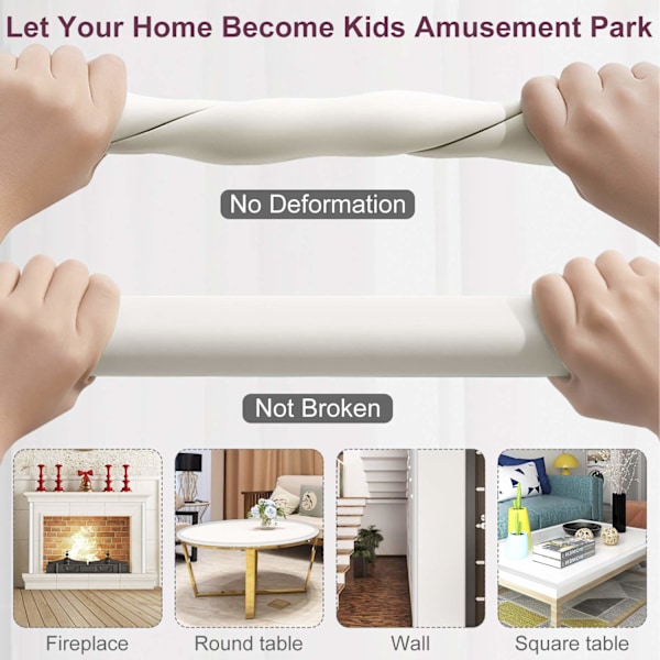 Baby Proofing Edge Corner Protector, Table Bumper Guard, Soft Rubber Foam Guard, 3M Pre-Taped Corners, 20.5 ft (18.1ft Edge + 8 Corners) Baby