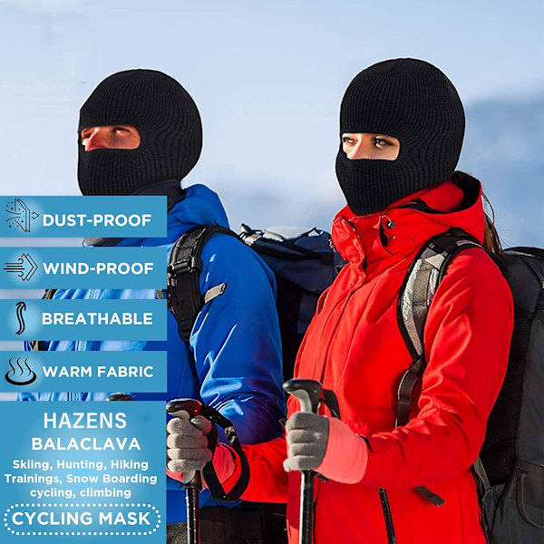 Pustemateriale strikket balaclava for utendørs sport (én størrelse)