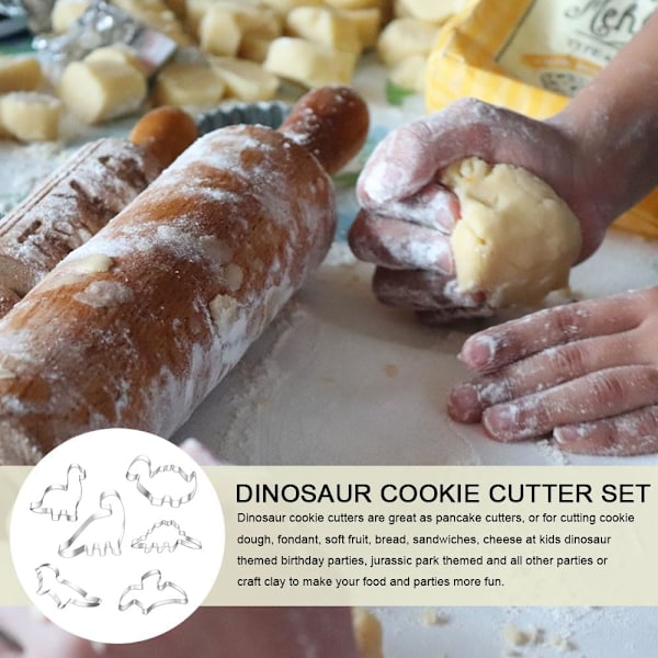 Dinosaur Cookie Cutter Set - Rustfrie stål Dinosaur Sandwich Cutters