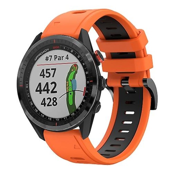 Til Garmin Approach S62 22mm To-farvet Sports Silikonurrem UYU Orange-Black