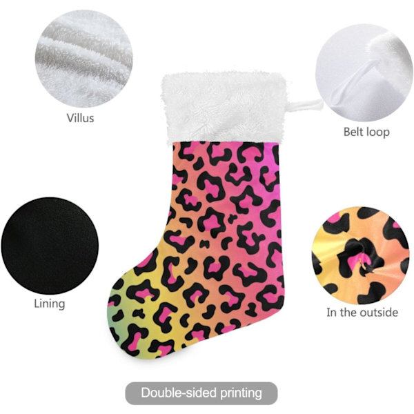 Jule-Strømpe, Personlige Jule-Strømper 2-pak Rainbow Leopard Swirl 45,7 cm Jule-Strømper Hængende Ornament Pejs til Trædekoration