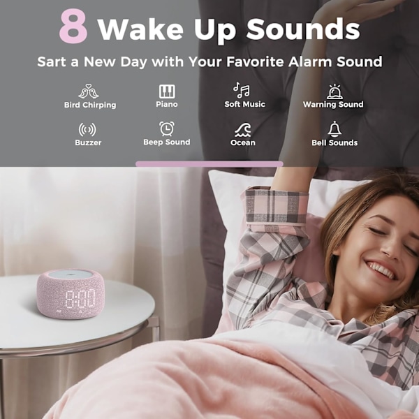 Väckarklocka & Nattlampa 2-i-1, Dubbel Alarm, 10 Färger Nattlampa, 8 Alarm Ljud, Snooze, 20-Nivå Volymkontroll Dimbar Digital Väckarklocka