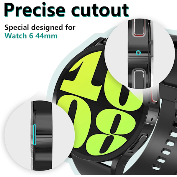 5-osainen pehmeä suojakotelo näytönsuojalla, yhteensopiva Galaxy Watch 6 44mm 2023 kanssa, täysi peittävä HD TPU -suojakuori, yhteensopiva Galaxy Watch 6 44m kanssa