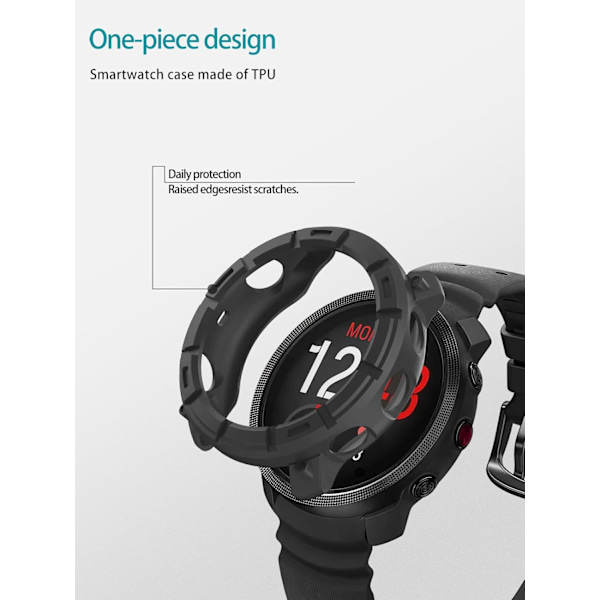 Kotelo Polar Vantage M3:lle, Älykellon suojus TPU-materiaalia, Helppo asentaa, Pudotuksenkestävä, Pehmeä, Suojakotelo Polar Vantage M3:lle (Musta) Musta