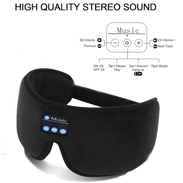 Bluetooth Sömnmask - 200% Ljusblockering, 3D Djup Ögonmask med Bluetooth 5.4 Hörlurar, 15H Speltid, Perfekt för Resor, Tupplurar & Skiftarbete