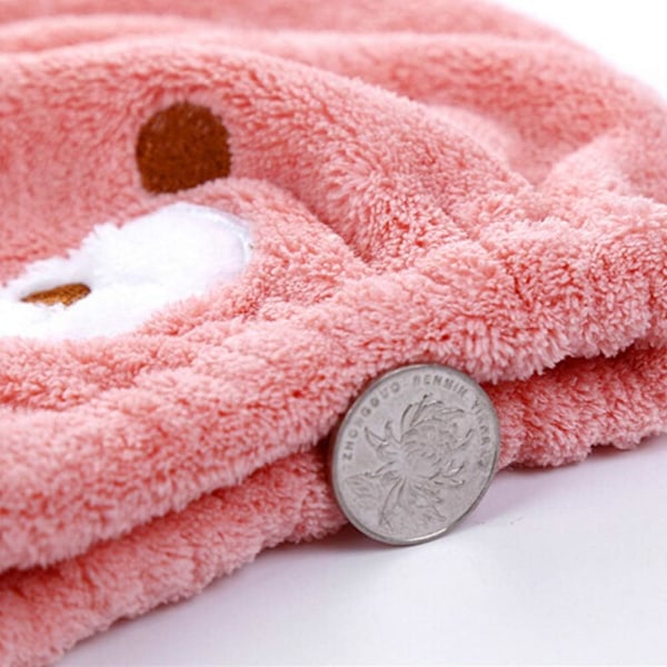 Flickor Ultra Absorbent Hårtorkning Wrap Handduk Hatt - Söt Björn