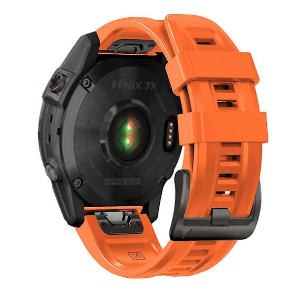 Til Garmin Fenix 7x / 6x / 5x 26mm Sort Spænde Silikone Urrem JUW Orange
