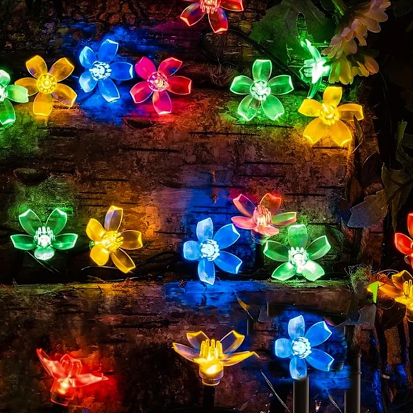 Sæt stikket i dekorative kirsebærblomster-lyskæder, 33ft 100 LED USB-lyste blomsterdekorationer med timer til indendørs soveværelse telt seng terrassefest