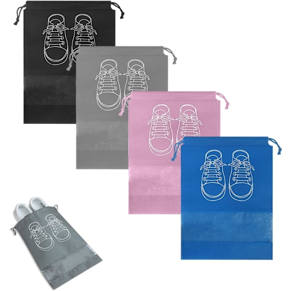 4 Pack Women's Travel Shoe Bags - Waterproof & Dustproof Drawstring