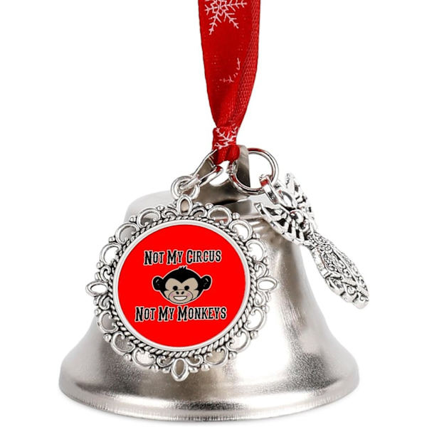 Ikke min cirkus, ikke mine aber Sølvklokke Ornament Juletræsklokker med rød snor Metal Xmas Hængende dekorationer til feriefest  Vinge