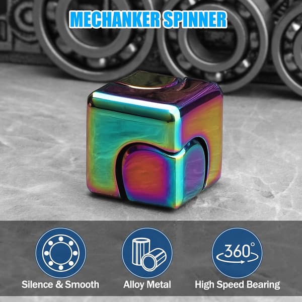 Infinite Gear Fidget Cube - 2-i-1 Transformabel Spinner - Stresslindring (Regnbåge)