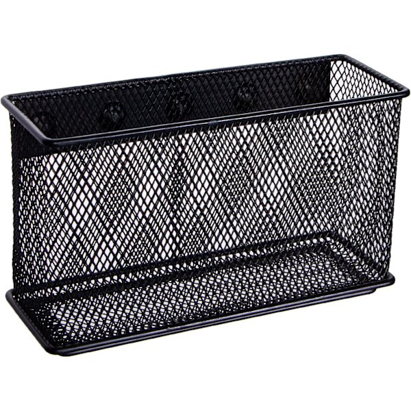Magnetisk korg för kylskåpsförvaring Magnetisk pennhållare Korg Mesh Svart Stark magnetisk pennhållare för kylskåp, whiteboard, skåp, svart XL