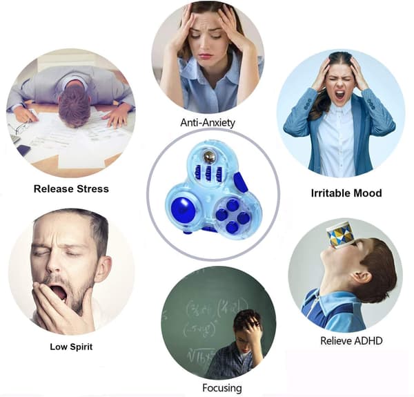 Fingerspids Kontrol Pad - Snurrelegetøj til ADHD/Autisme - Stresslindring (Blå)