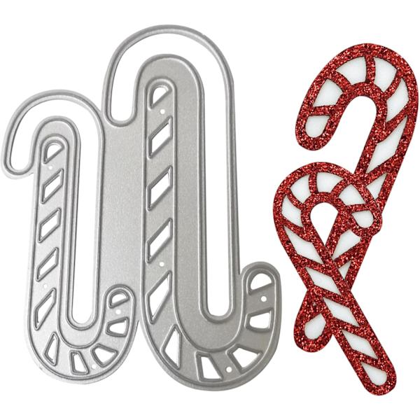 Julemetal skæredåse - Candy Cane Die Cuts Präglingsstencil til kortfremstilling DIY Scrapbooking Kunsthåndværk
