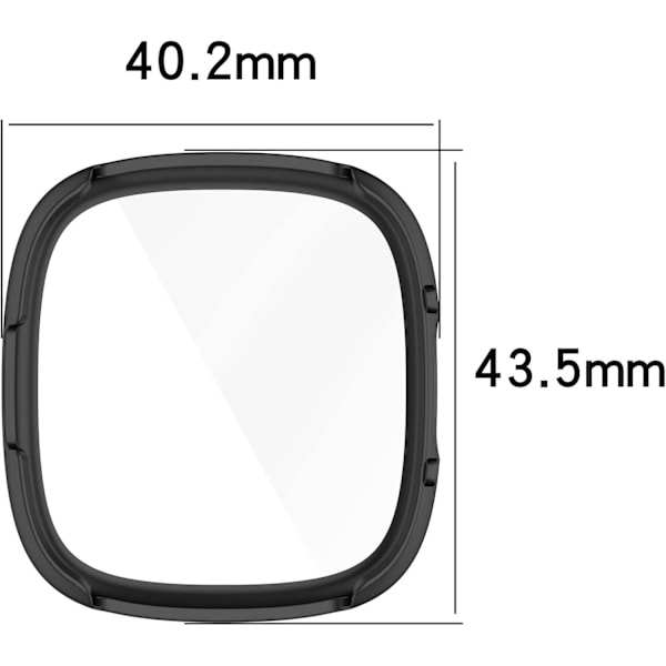 PC Fullständigt Skyddande Klockfodral Skärmskydd i Härdat Glas Kompatibelt med Versa 4 / Sense 2 (PC Svart) Svart