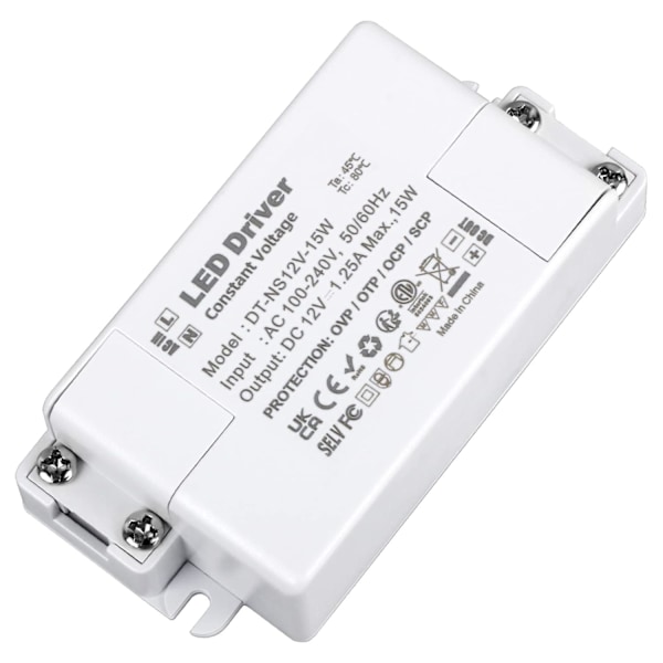 12V 15W LED-driver - Konstant spændingstransformator til LED-belysning
