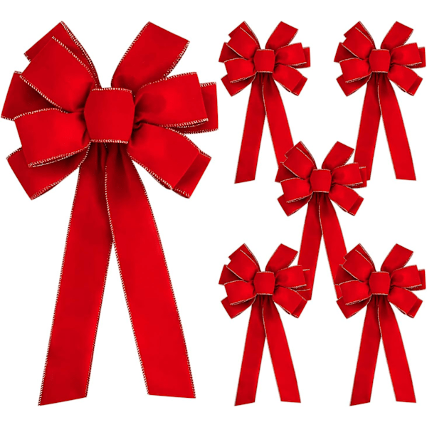 6 stk store julebuer - 30,7\" x 10,6\" jul Valentinsdag gull