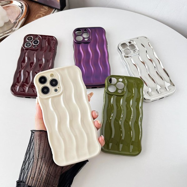 for iPhone 13 Pro Max Deksel, Vannbølgemønster Krøllete Bølge Ramme Myk Kompatibel med iPhone Deksel (Hvit, iPhone 13 Pro Max) Hvit