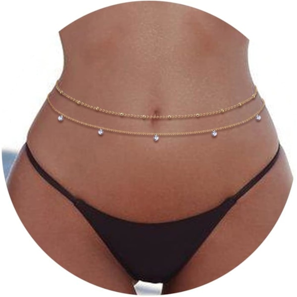 18K guldpläterade midjekedjor Body Chain för kvinnor