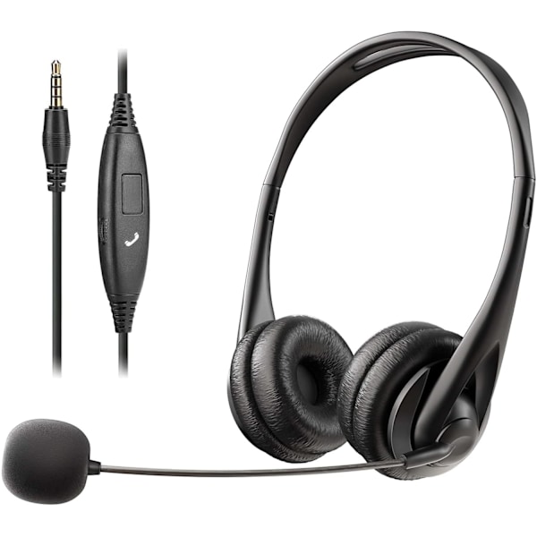 Headset med mikrofon for PC, datamaskin, bærbar PC og mobil