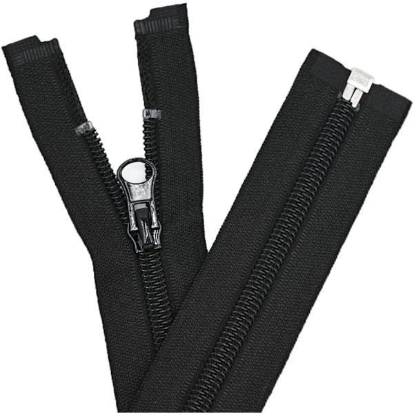 2PCS Separerande Jacka Dragkedjor - Svart Nylon Avtagbar Dragkedja Remsa, 31 Tum