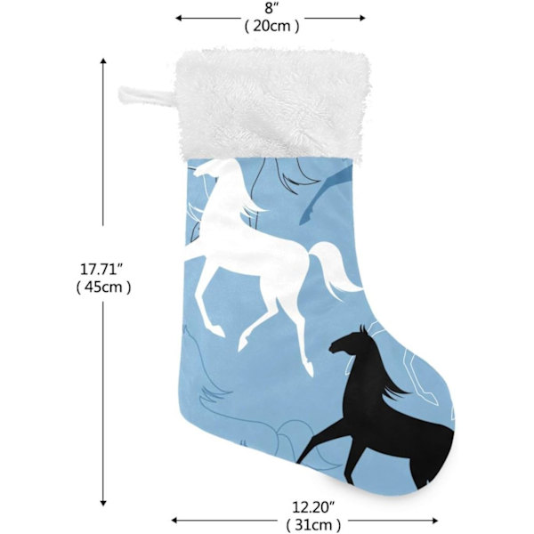 Julklapp, personliga julklappsstrumpor 2-pack Hästtryck 45,7 cm Julstrumpor Hängande Ornament Kamin för träddekoration 17.71