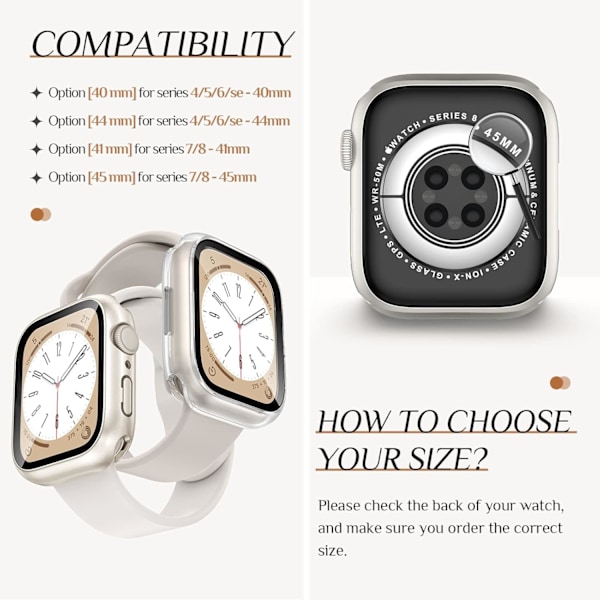 2-pack vattentätt Apple Watch-fodral för Series 8
