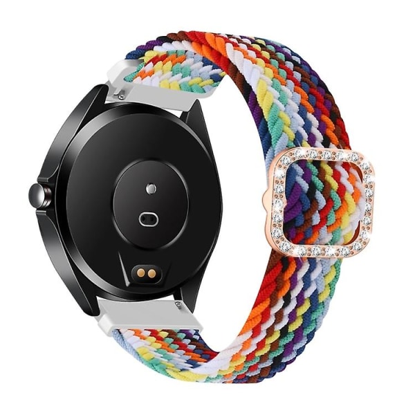 Til Garmin Venu 2/samsung Gear S3/xiaomi Haylou Rs3 22mm Universal Justerbar Flettet Elastisk Diamantspænde Urrem VOF Rainbow