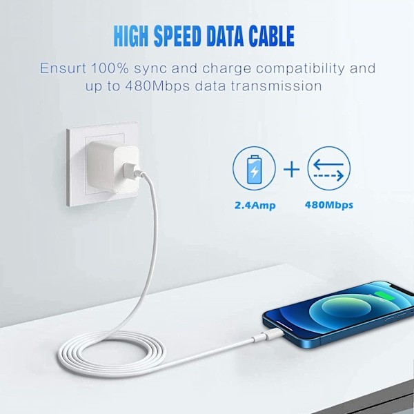 iPhone-laddare 3-pack Apple MFi-certifierad Apple-laddare 6FT, Lightning