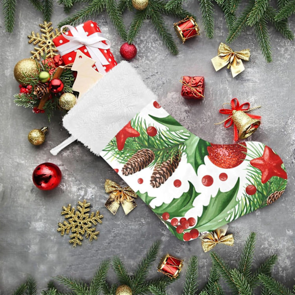 Julklapp, personliga julklappsstrumpor 2-pack Jul Mistelbär, kulor, kottar, stjärnor 45,7 cm Julstrumpor Hängande O